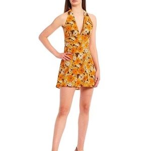 NWT - Retro Floral Print Halter Neck Tie Back Dress